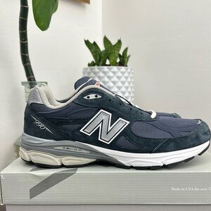 New Balance Blue and White Sneakers Classic 990 v3 brand new with tags box.